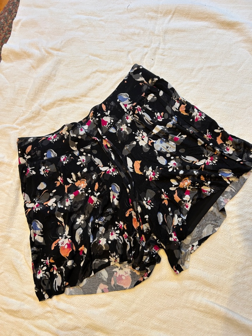 Livi Active Black Floral Skater Shorts with Multicolor Print